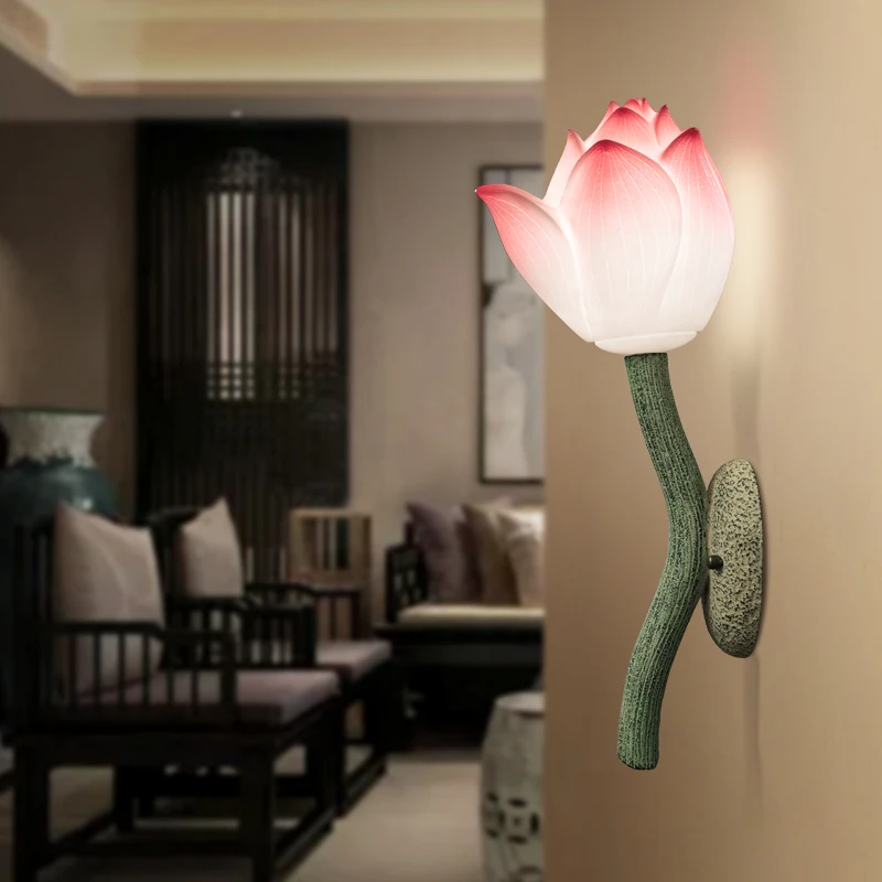 Creative wall lamp study bedroom background wall corridor balcony decoration bedside staircase lotus lamp garden decoration