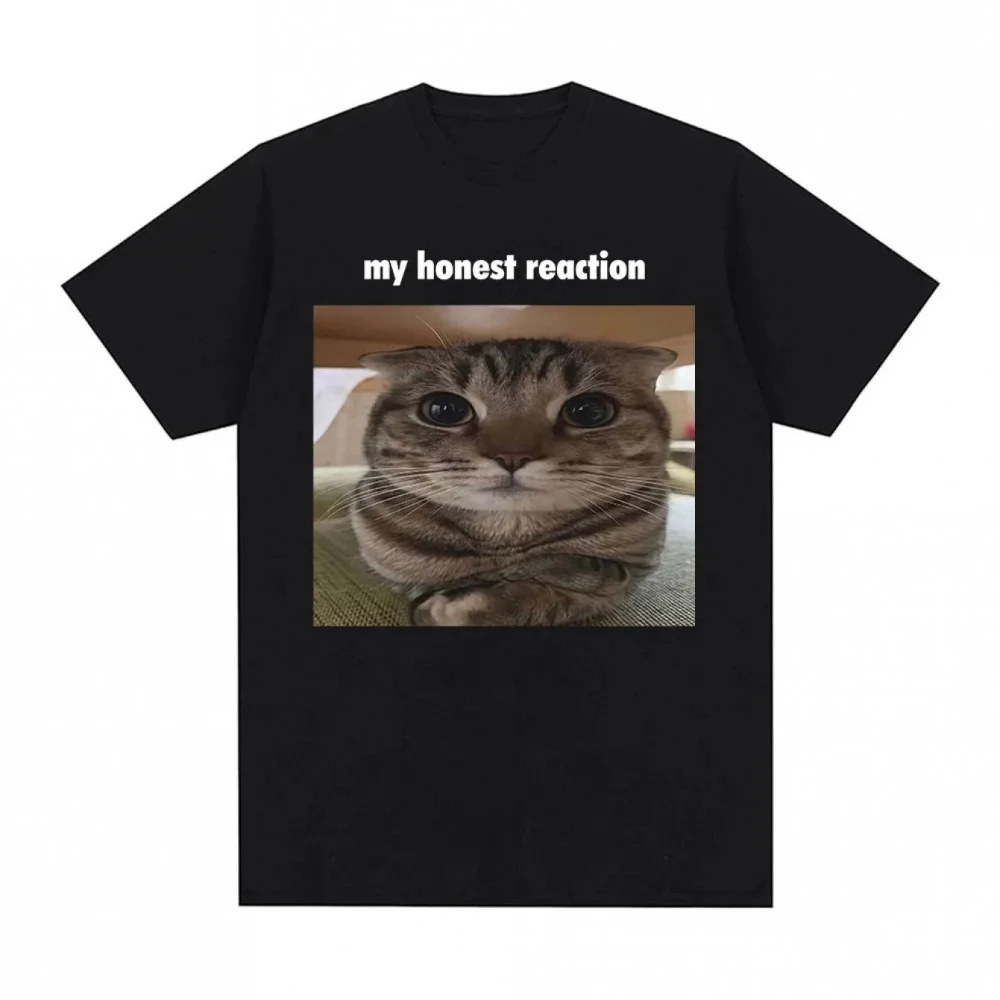 T-shirt humoristique avec motif de chat pour hommes et femmes, motif mains/ma réaction honnête, décontracté, coupe ample, en coton