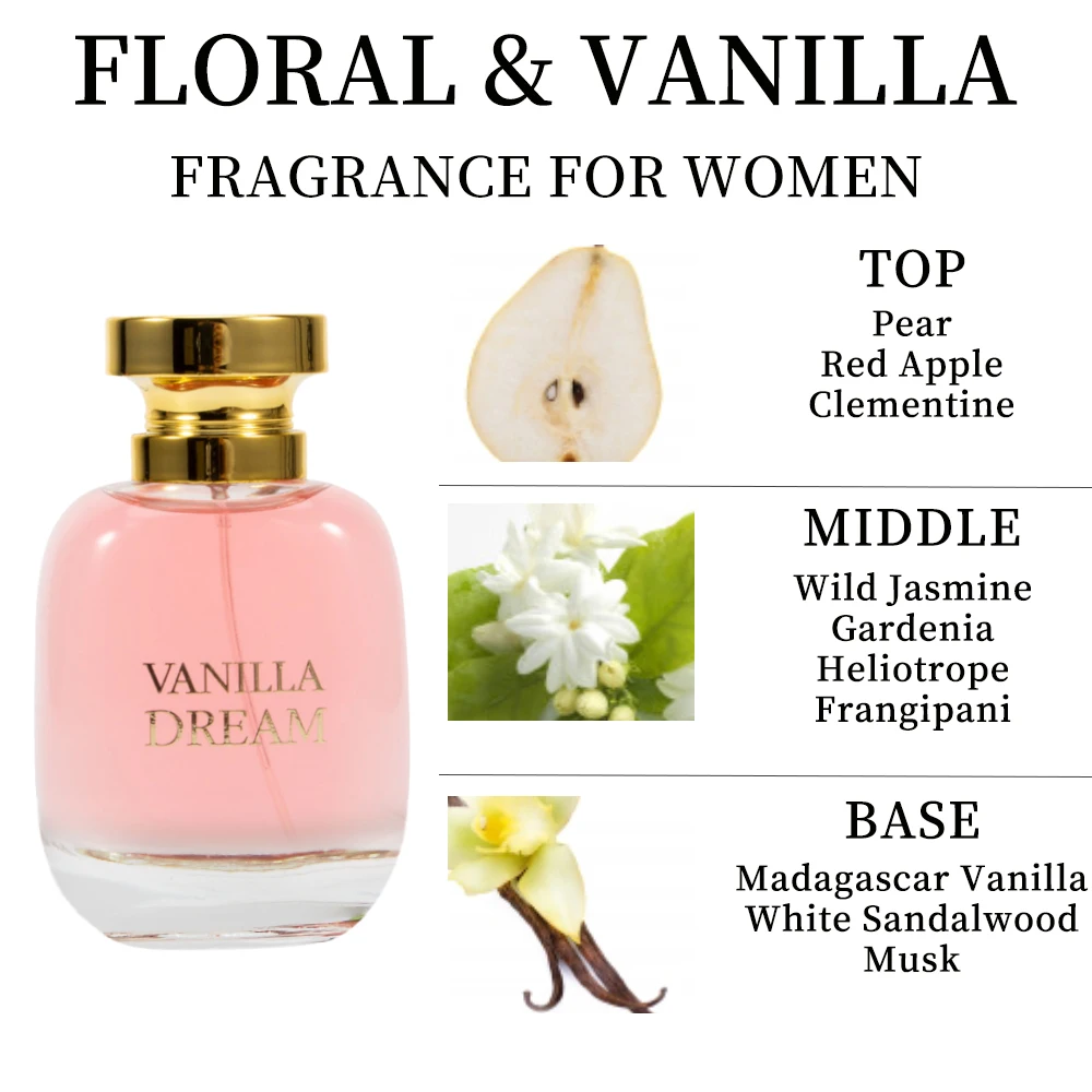 VANILLA DREAM Women's EDP 3.4 Ounce (Pack of 1) Eau de Parfum for Women Women's Fragrance Long Lasting Perfume for Women