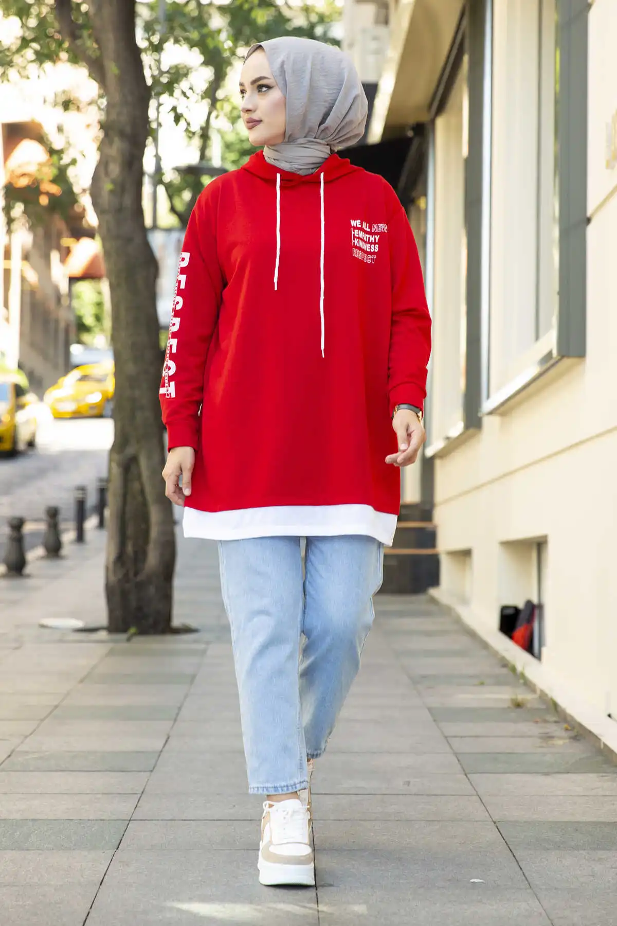 

Hooded Sportswear Tunic Red