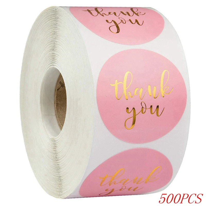 50-500 Stuks 1Inch Blauw Dank U Stickers Voor Envelop Afdichting Labels Briefpapier Levert Handgemaakte Huwelijkscadeau Decoratie sticker
