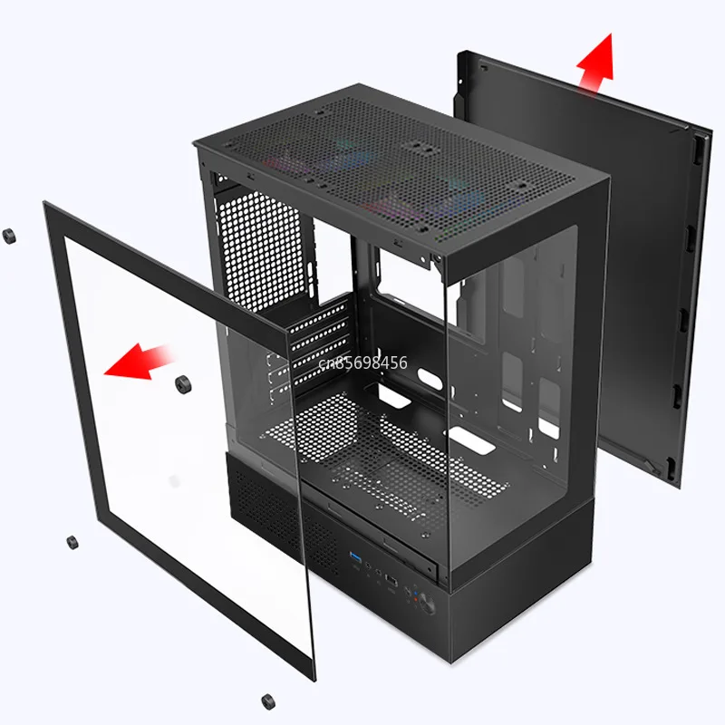 

Mini desktop computer desktop water-cooled chassis, sea view room glass game fully transparent chassis