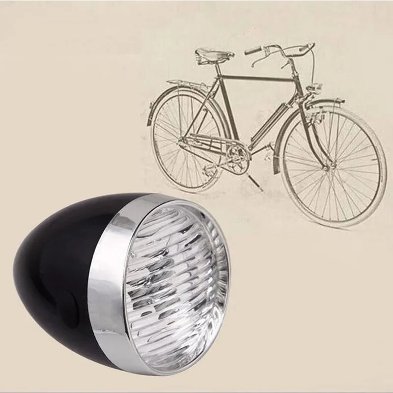 Retro Bicycle Headlight ABS Plastic Shell Classical Bike Light LED Bicycle Night Riding Front Lamp with Bracket Without Battery