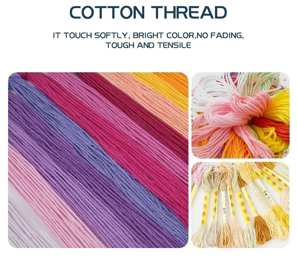 Joy Sunday Kit de ponto cruz pré-impresso Padrão fácil Conjunto de bordado de tecido estampado Aida - Flor de maçã