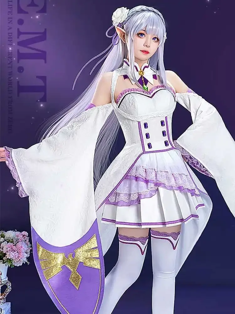 Emilia RE: ZERO Starting Life in Another World Disfraz Conjunto de cosplay Traje Preciosa edición de colección Anime