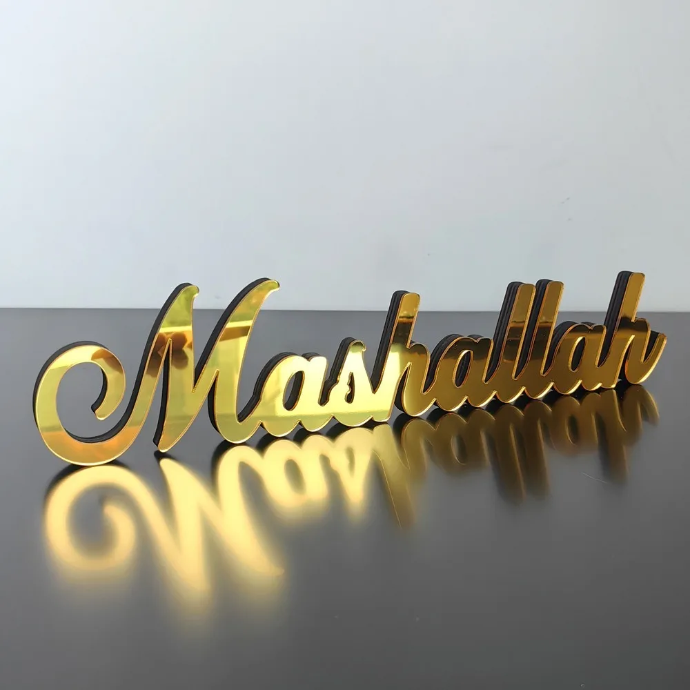 

Bismillah Alhamdulillah Eid Mubarak Table Ornament Wooden Festival Ramadan Acrylic Letter Sign Handmade