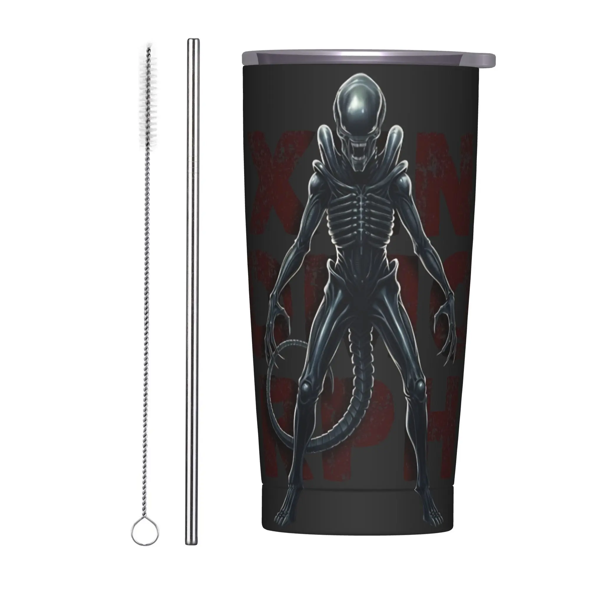 Horror Isolation Game Alien Stainless Steel Tumbler With Straws  Camping Thermal Mug 20oz Cold Drink Mugs Cup