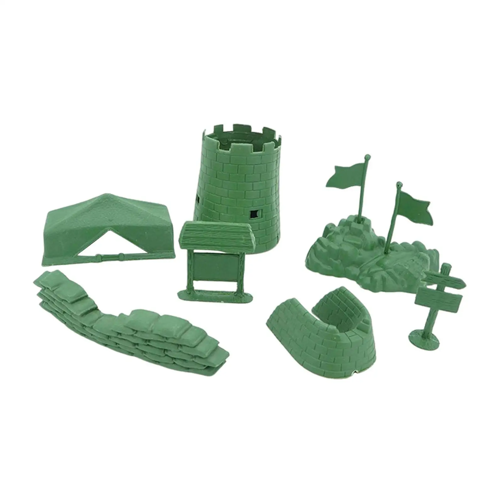 9Pcs Battle Field Figure Battle Scene Building Model, Hobby Collections Miniature Battle Scene for Pretend Play Party Toys