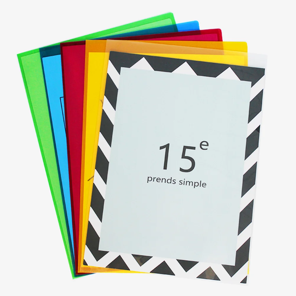 20 Pcs A4 File Folder Transparent Document Expanding Wallet L Shape Folders Plastic Material Office Supplies Storage