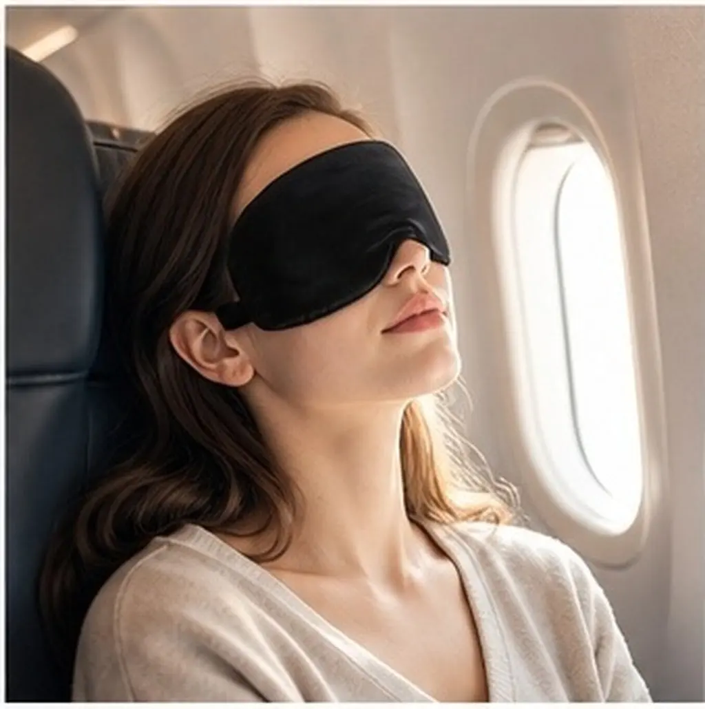 2Pcs Soft Faux Silk Cooling Sleep Eye Mask Full Wrap Blackout Travel Mask for Women Teens Sensitive Skin Light Blocking Airplane