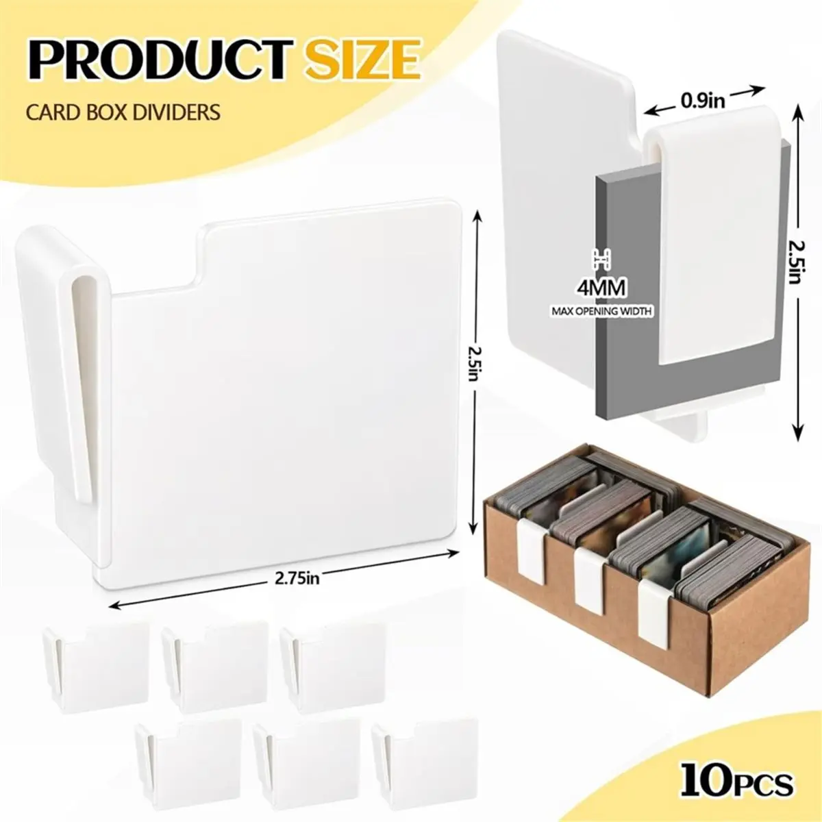 10 Pcs White Card Box Dividers, Max Opening Width:4mm