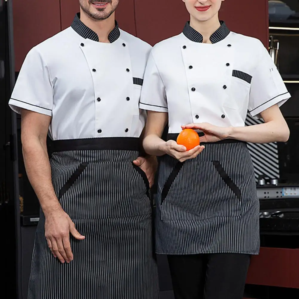 Conjunto de uniforme de Chef profesional de panadería, camisa de manga corta, delantal, transpirable, resistente a las manchas, ropa de cocina para restaurante