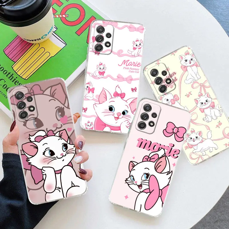 

Clear Case For Samsung Galaxy A57 A37 A56 5G A36 Cases A55 A54 A35 A26 A07 A17 A16 A06 A34 A15 Cover Pink Fantasy Cute Marie Cat