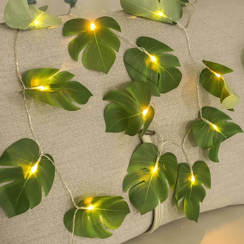 1pc 10/20LED Artificial Turtle Leaves String Light Home Garden Wedding Baby Shower Hawaii Jungle Theme Birthday Party Decoration