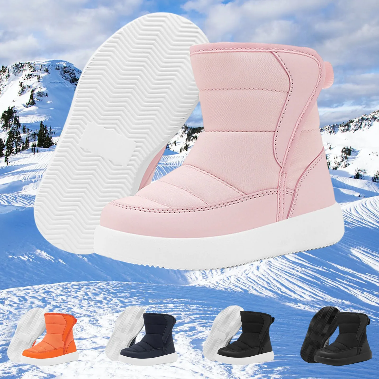 Winter Warm Kids Snow Boots Plush High Top Anti-Slip Casual Children Good Waterproof Cloth Shoes Thicken Boy Girls Cotton Shoes