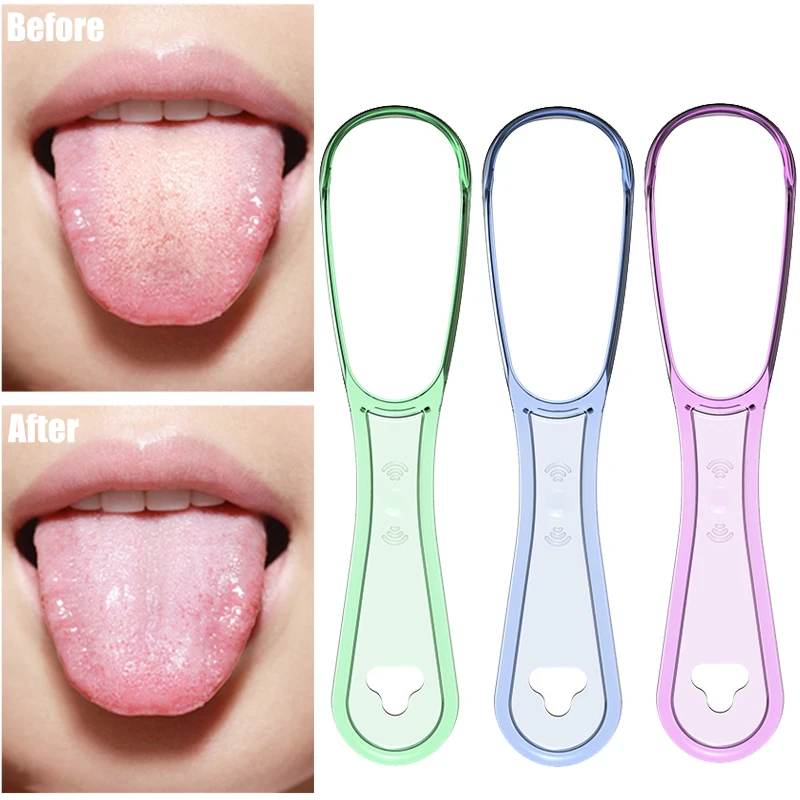 

Sdotter Clear Tongue Scraper Brush Cleaning Food Grade Reusable Adult Tongue Scraper Cleaner Fresh Breath Hygiene Dental Oral Ca