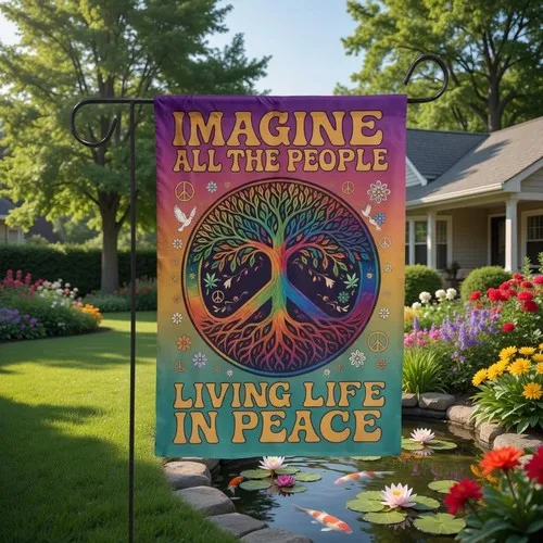 Флаг для сада Peace Tree Garden: Думайте о том, как бы люди жили в мире и гармонии AAV