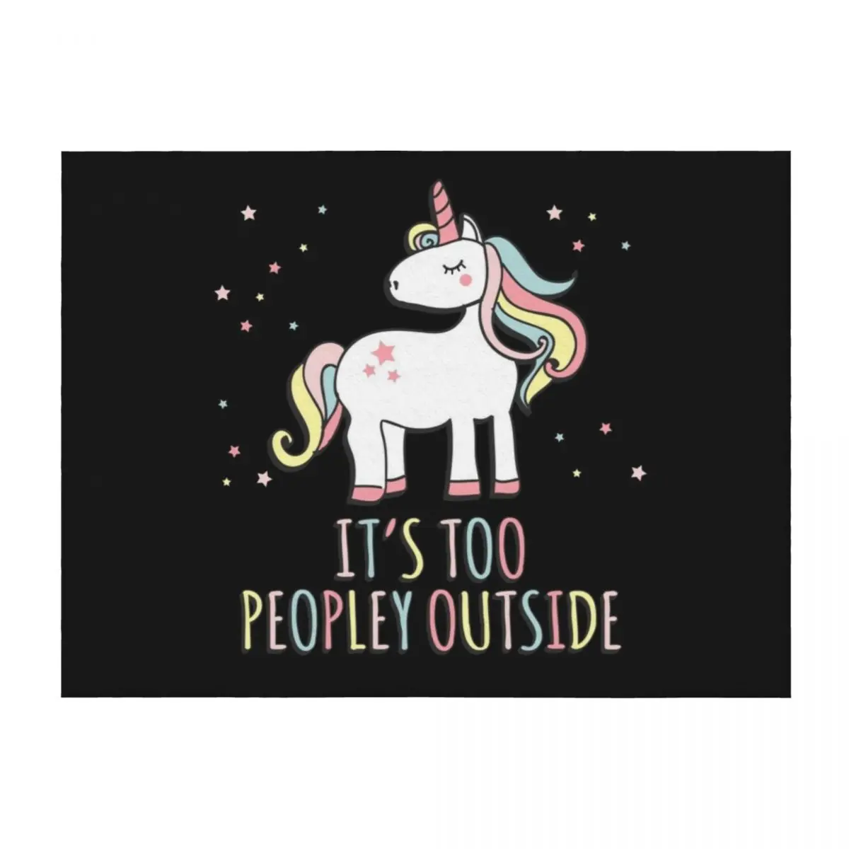 

It's Too Peopley Outside Unicorn Throw Blanket Hair Plaid Camping Designers Blankets