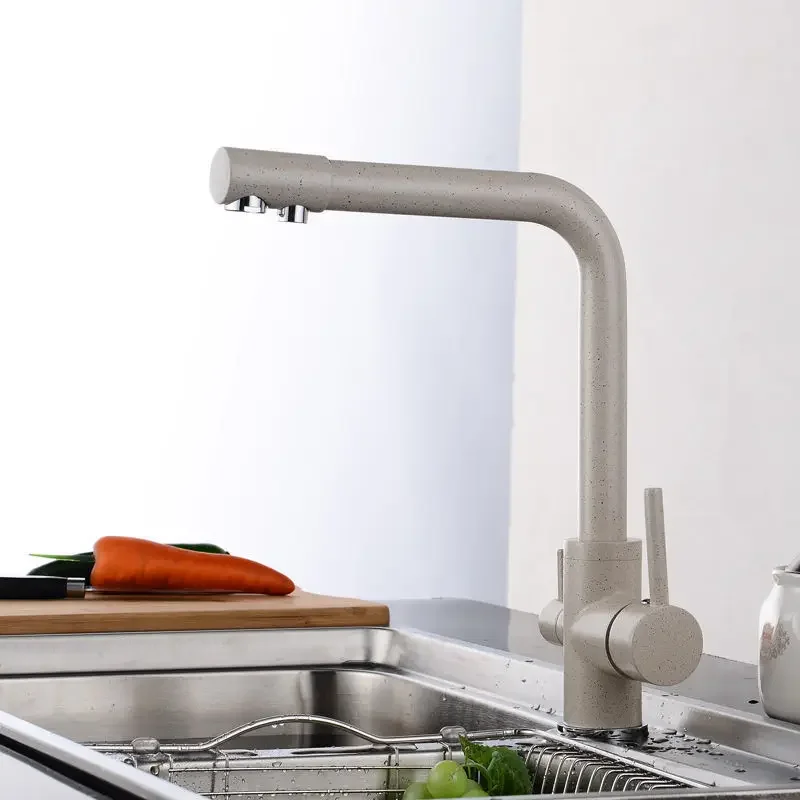 Gold/Black Basin Faucets Filter Kitchen Faucets Deck Mounted Mixer Tap 360 Rotation with Water Purification Features Mixer Tap