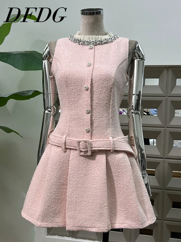 

DFDG женское платье трапециевидной формы без рукавов на пуговицах спереди, весна-лето 2021, модное минималистичное пляжное платье