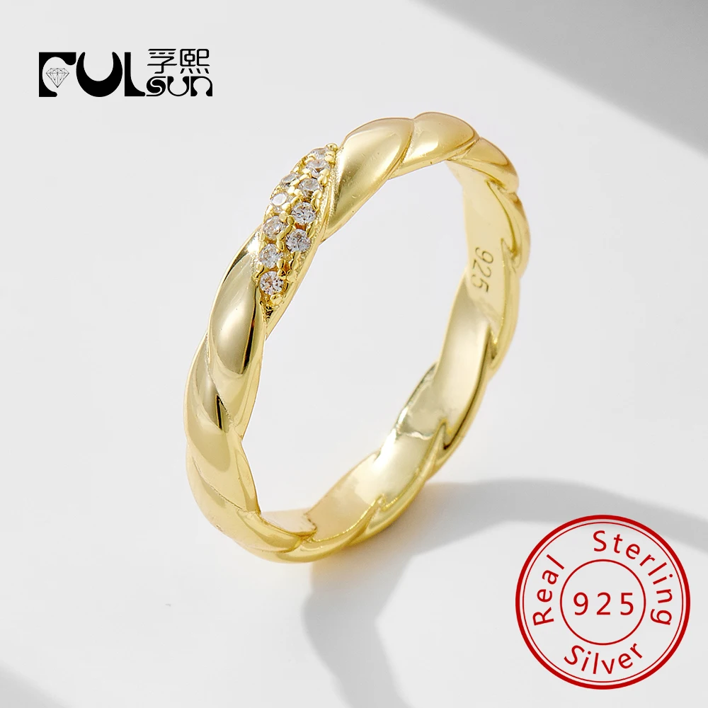 

Inspired Jewelry Twisted Rope 925 Sterling Silver Ring Sparkly Cubic Zircon Stones Wedding Stacking Rings Jewelry Women
