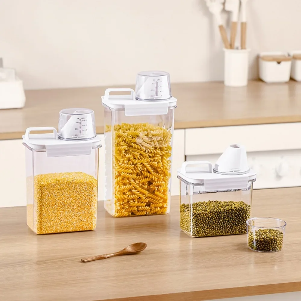 1PCS Kitchen Grain Storage Box Moisture-proof Insect-proof Dry Goods Snack Fresh-keeping Box Grain Sealed Tank and Measuring Cup