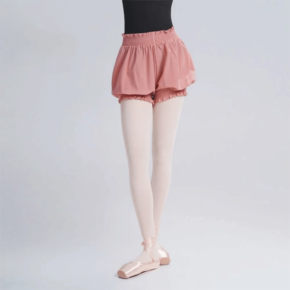 Pilates High Waist Dance Shorts Comfortable Elastic Waistband Ballet Shorts Nylon Ruffle Bloomers Yoga Exercise
