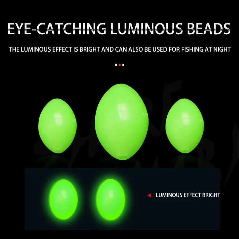 1000 قطعة من خرز الصيد المضيء البلاستيكي البيضاوي فاصوليا الفضاء كرات تعويم مستديرة ملحقات صيد الأسماك #5