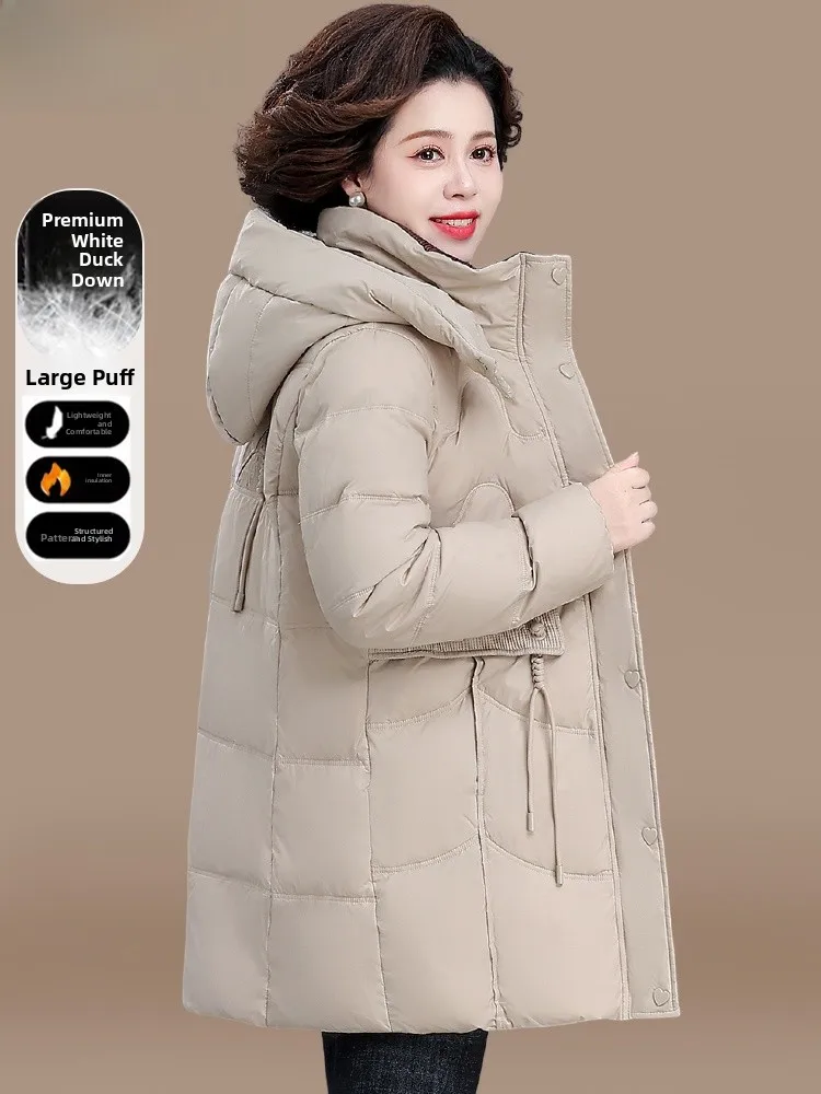 

Thiened Mid-Length down Jaet Winter Clothes for Mom Middle-Aged And ly Women Faionable Loose Sle Polyester Fiber