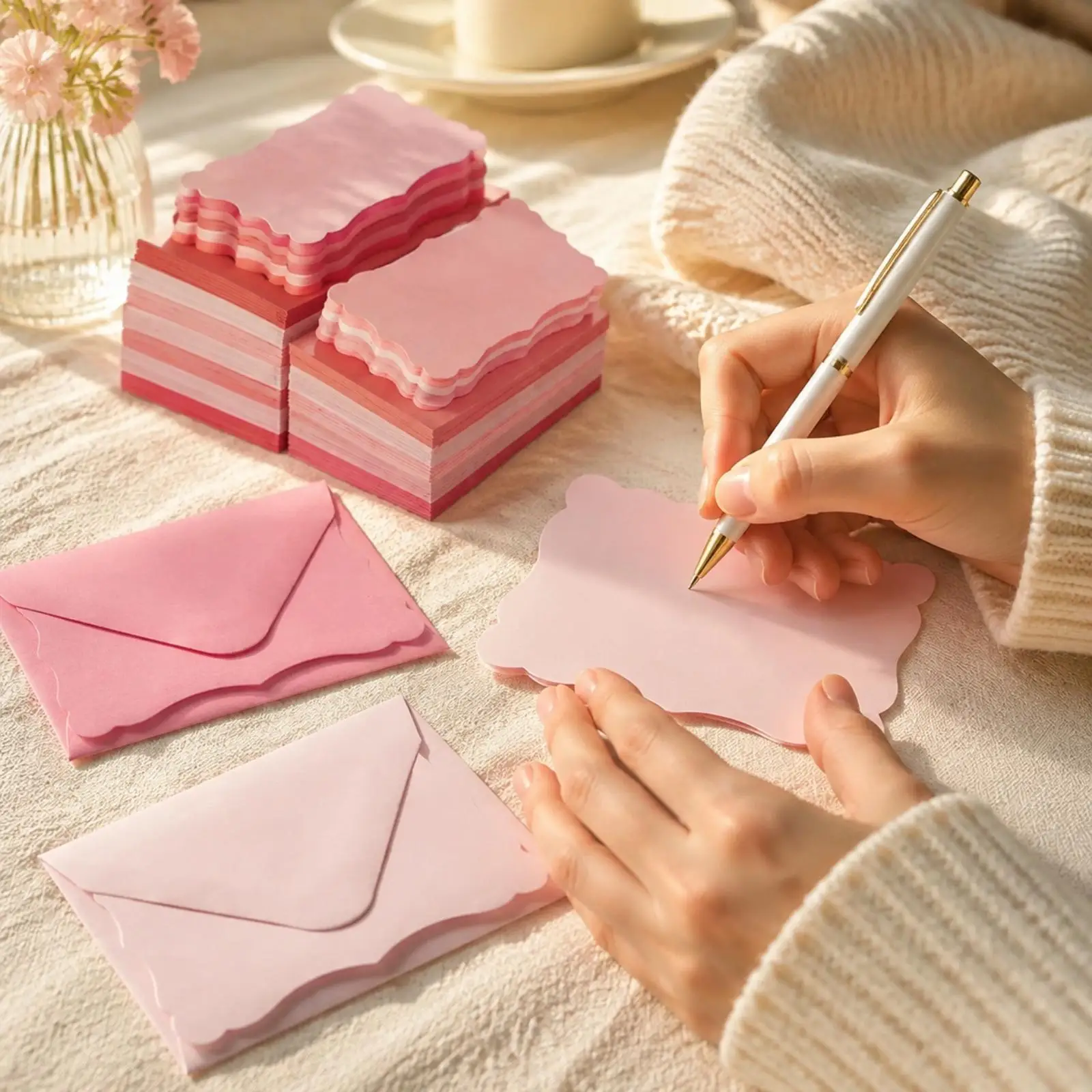 Elegant Envelope and Card Set 50 Piece Art Paper Stationery for Personal Notes Thank You Gifts