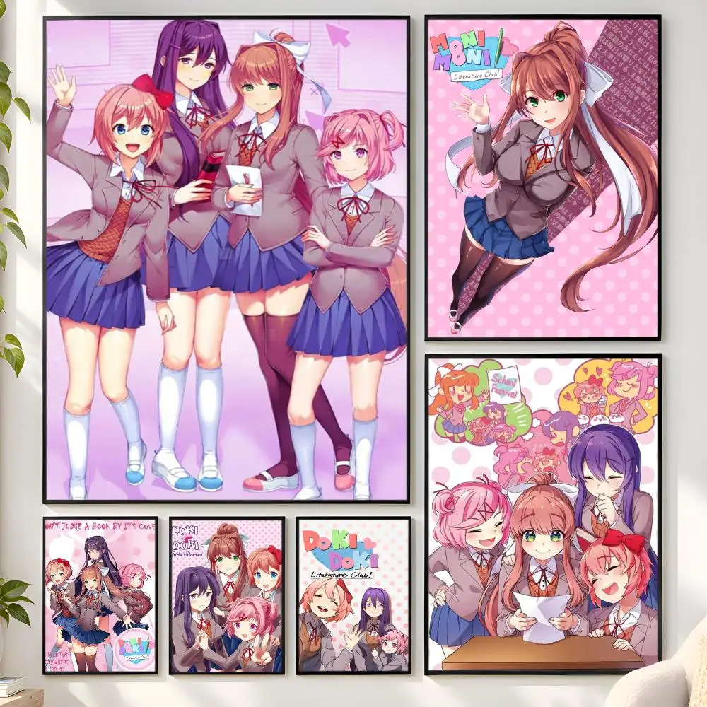 D-Doki Doki L-Literature Club Anime Poster Matte Wall Peel And Stick Decor Bedroom Living Room Office Dorm Home