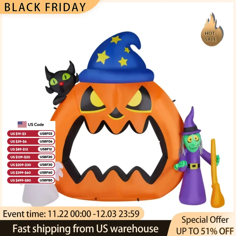 6.9ft Photo Pumpkin Combo 5pcs LED lights plus 1pcs RGB lights Halloween Inflatable Decoration Pumpkin  Halloween Decoration