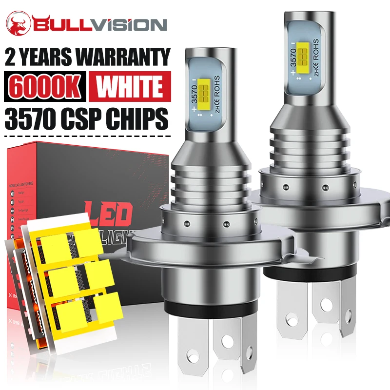 H4 LED Headlight Bulbs 3570 CSP H4 LED Wireless Mini Size Super Bright DRL Lamp 6000K White 1:1 Plug and Play 4300K 8000K
