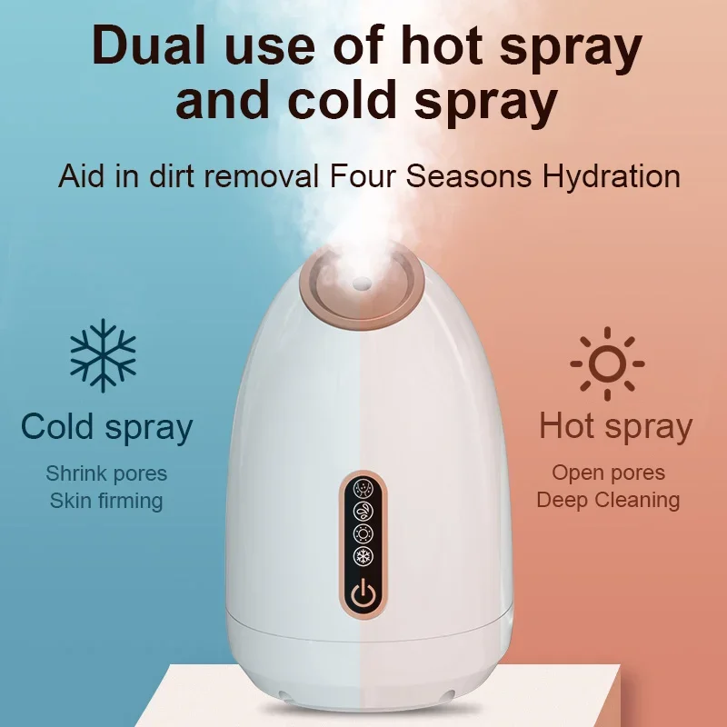 New Nano Mist Sprayer Facial Steamer Skin Care Face Moisturizer Face Spa Nebulize Hot and Cold Dual Vaporizer for Home Office