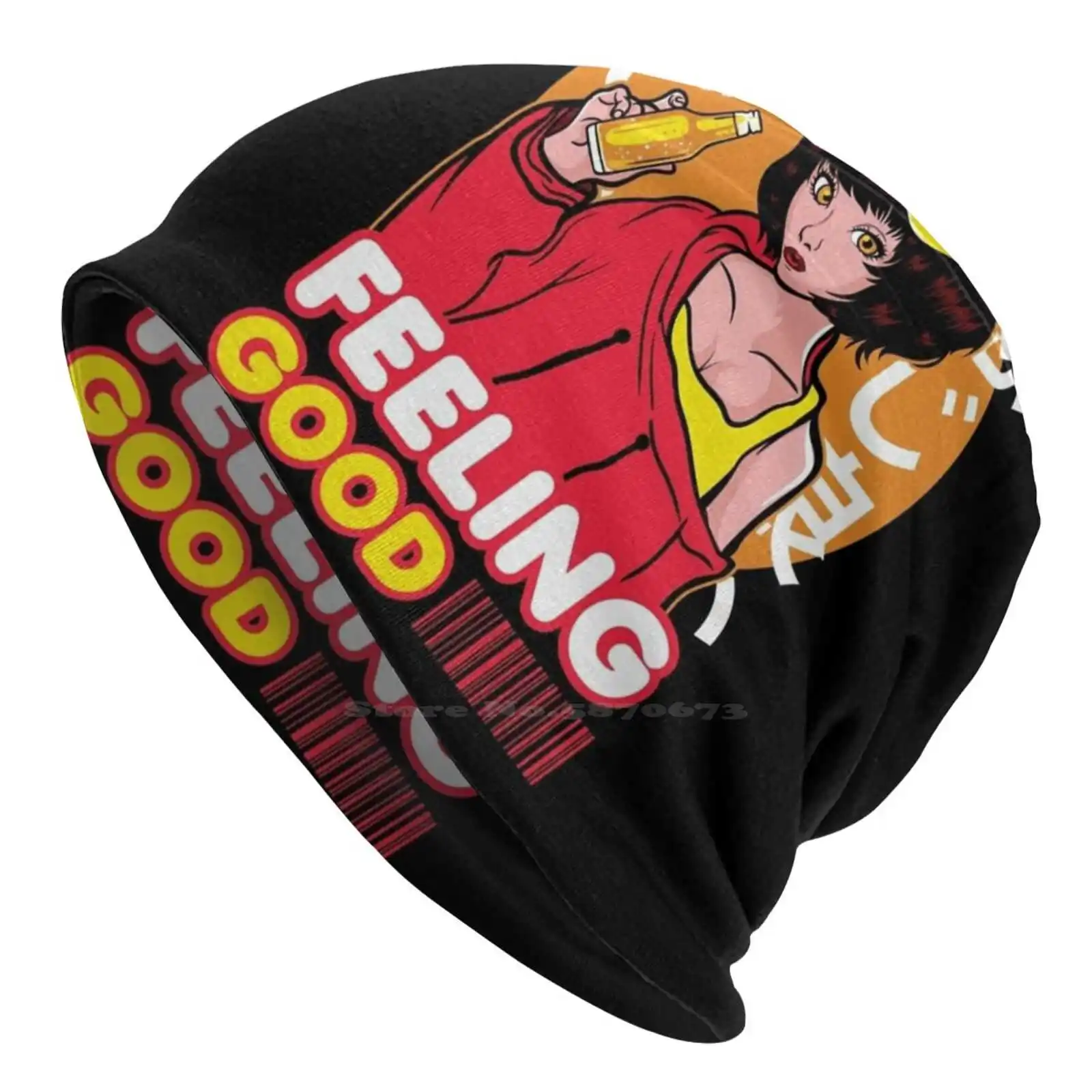 Feeling Good Japanese Anime Shirt Knitted Hat Warm Beanie Outdoor Caps Feeling Good Japanese Symbol Japanese Characters Girls