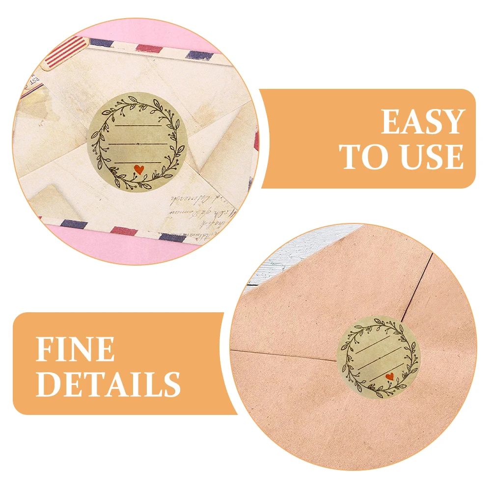 

2 Rolls Kraft Stickers Self Adhesive Multi Use Gift Cake Packaging Seal Round Sealing Stickers File Folder Tag