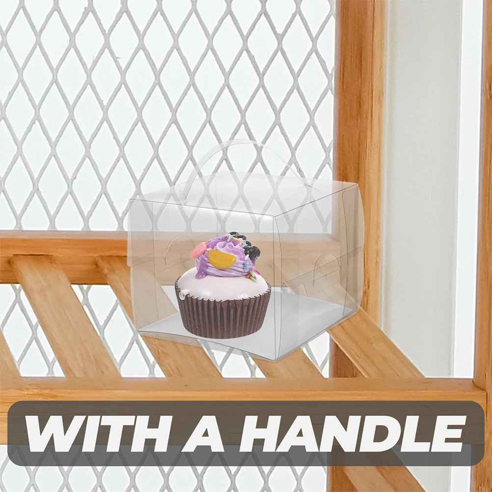 

10pcs Cake Box 5 Inch Thick PET Portable Birthday Holder Sturdy Dessert Containers Small Treat Boxes Bakery Packaging