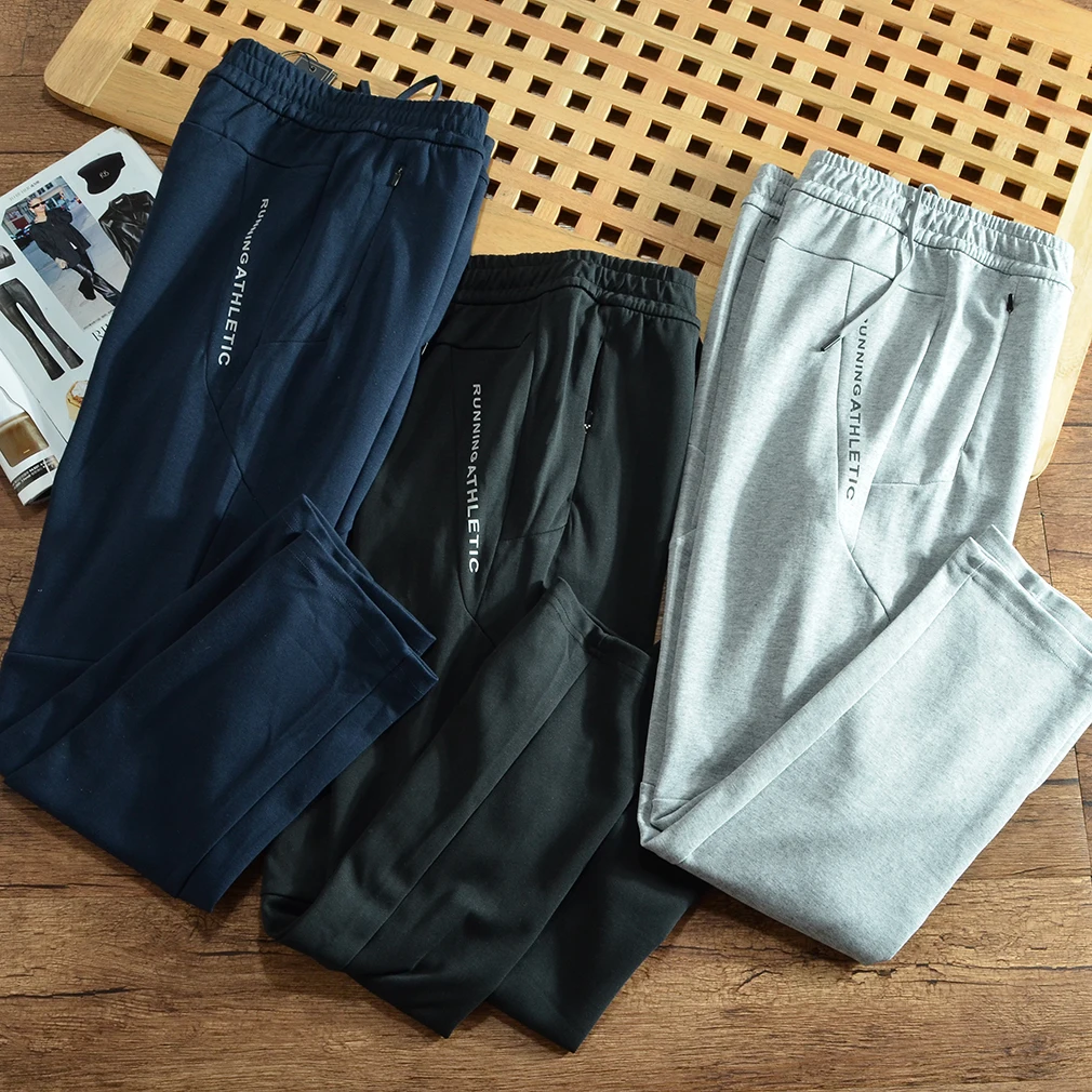 

Мужские модные спортивные брюки прямого кроя с эластичной резинкой на талии, дышащие, быстросохнущие, универсальные, весенне-осенние, новинка, повседневные брюки