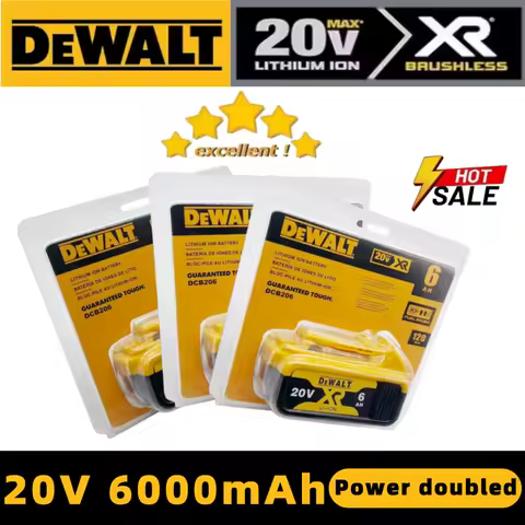 100% Genuine Dewalt 20V Battery, 6AH Rechargeable Lithium Ion Battery, Dewalt DCB200 Power Tool Replacement Battery