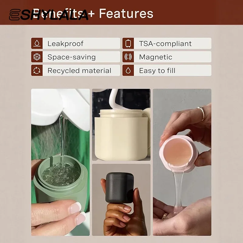 2/3Pcs Travel Container Magnetic Storage With Lids Cosmetic Dispenser Stacking Design Bottle For Face Cream Sunscreen Organizer