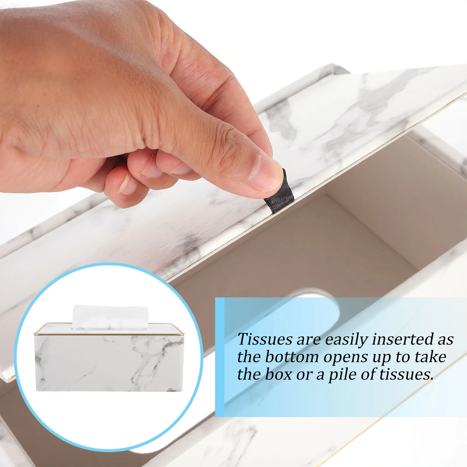 

Marble Tissue Box Pattern Holder Boxes Wooden Business Storage High-end