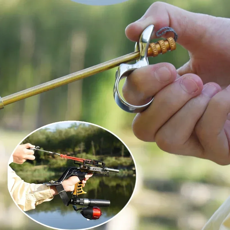 Tiro Peixe Finger Ring Dardos de Pesca Dedo de Proteção Ferramenta de Caça Slingshot 1pc Aço Inoxidável