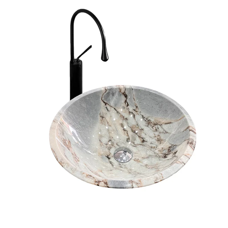 

Straight grain white ancient wood grain marble, bathroom washbasin, washbasin, countertop stone washbasin