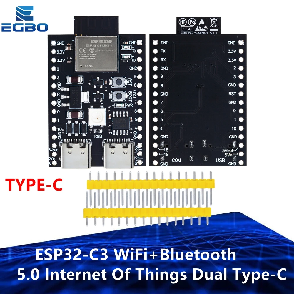 ESP32 / ESP32-C3 WiFi+Bluetooth 5.0 Internet Of Things Dual Type-C Development Board Core Board ESP32-C3-DevKitM-1 For Arduino