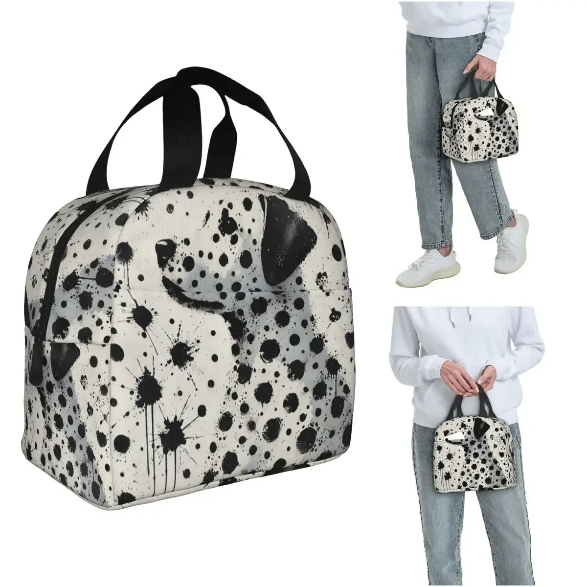 Dalmatian Dreamscape A Splash Of Spots Insulated Lunch Bag for Women Kids Leakproof Food Boxes Thermal Lunch Box Tote