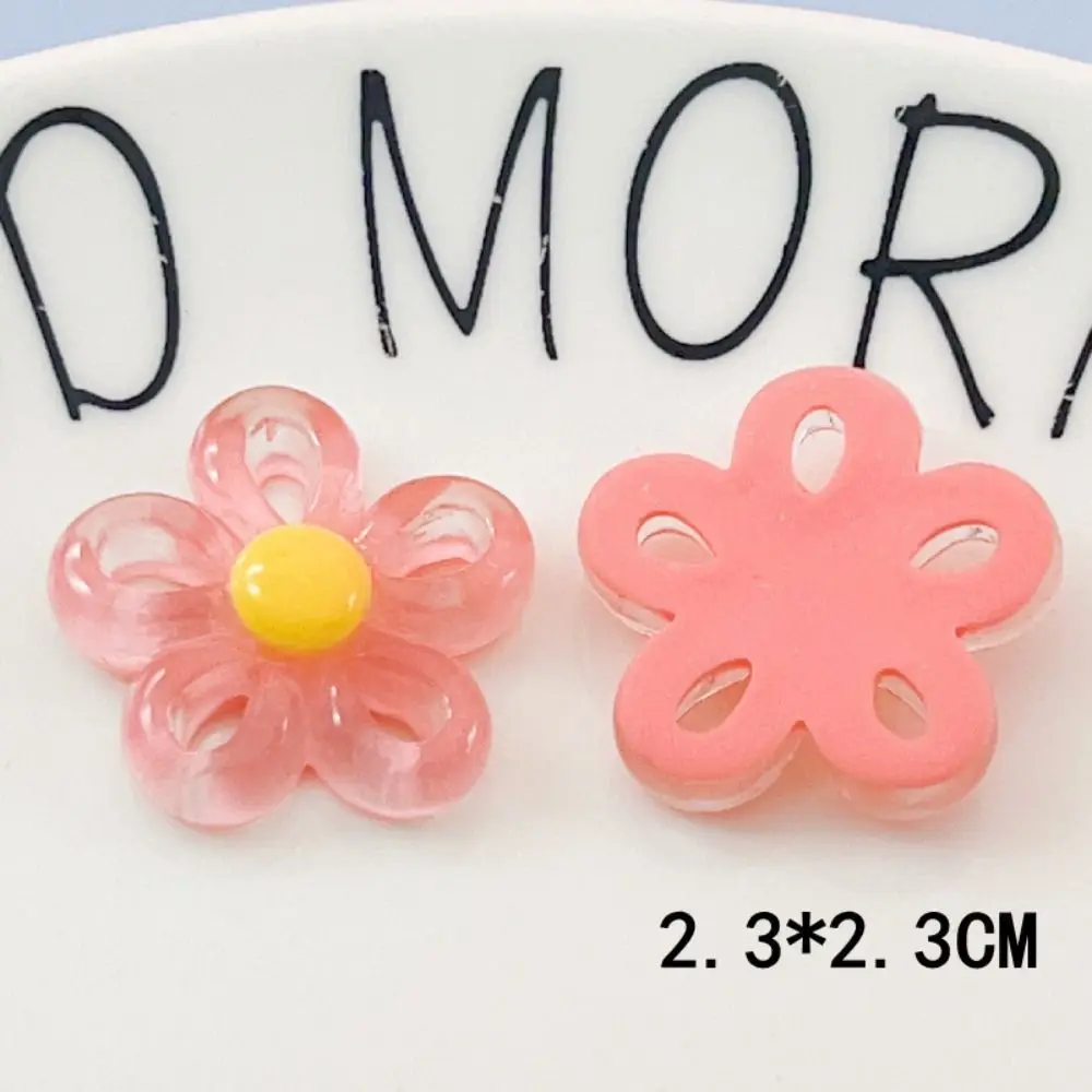 5pcs Hollow Five Petal Flower Resin Accessory Transparent Acrylic Phone Case Decoration Flower Hair Clip Hair Accessory