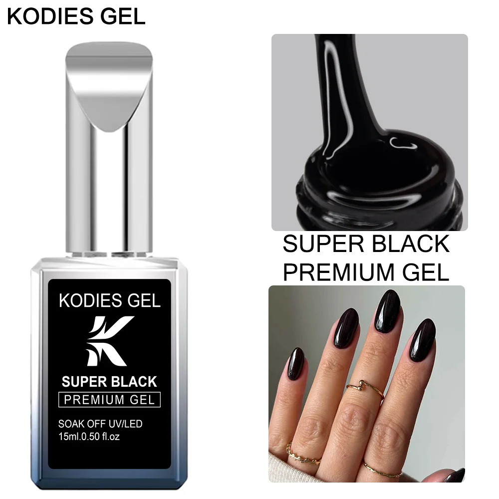 

Гель-лак KODIES Super Black, полуперманентный, для маникюра, УФ/LED, для дизайна ногтей, стойкий, снимаемый, гель-лак для ногтей