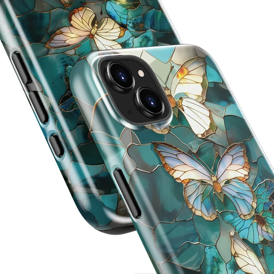 ワイヤレス充電対応 iPhone 15用保護ケース デュアルレイヤーハードシェルとシリコンカバー付き キュートなワイルドフロデザイン