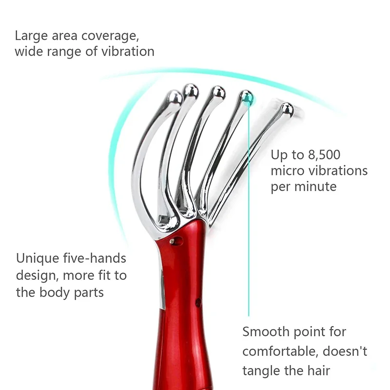 ポータブル電気リラクゼーションマッサージャー,5本指,スパ,頭皮,首,頭痛,減圧,全身マッサージ