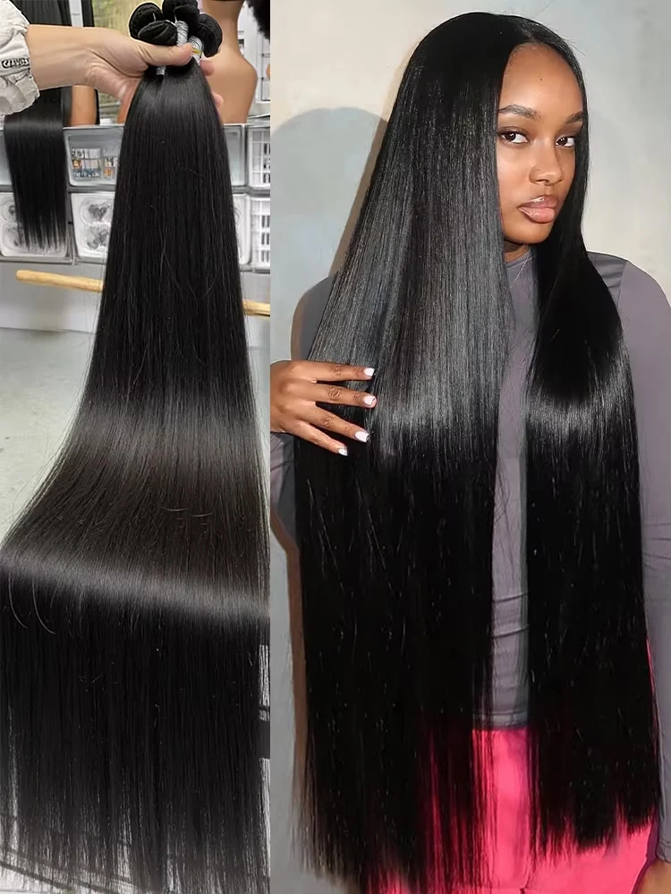 

Наборы прямых человеческих волос 30-36 дюймов, 1/3/4 пучка, необработанные волосы, 100% натуральные человеческие волосы, бразильские девственные волосы, натуральный цвет